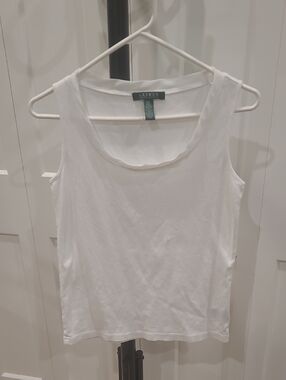 Lauren Ralph Lauren White Scoop Neck 100% Cotton Tank